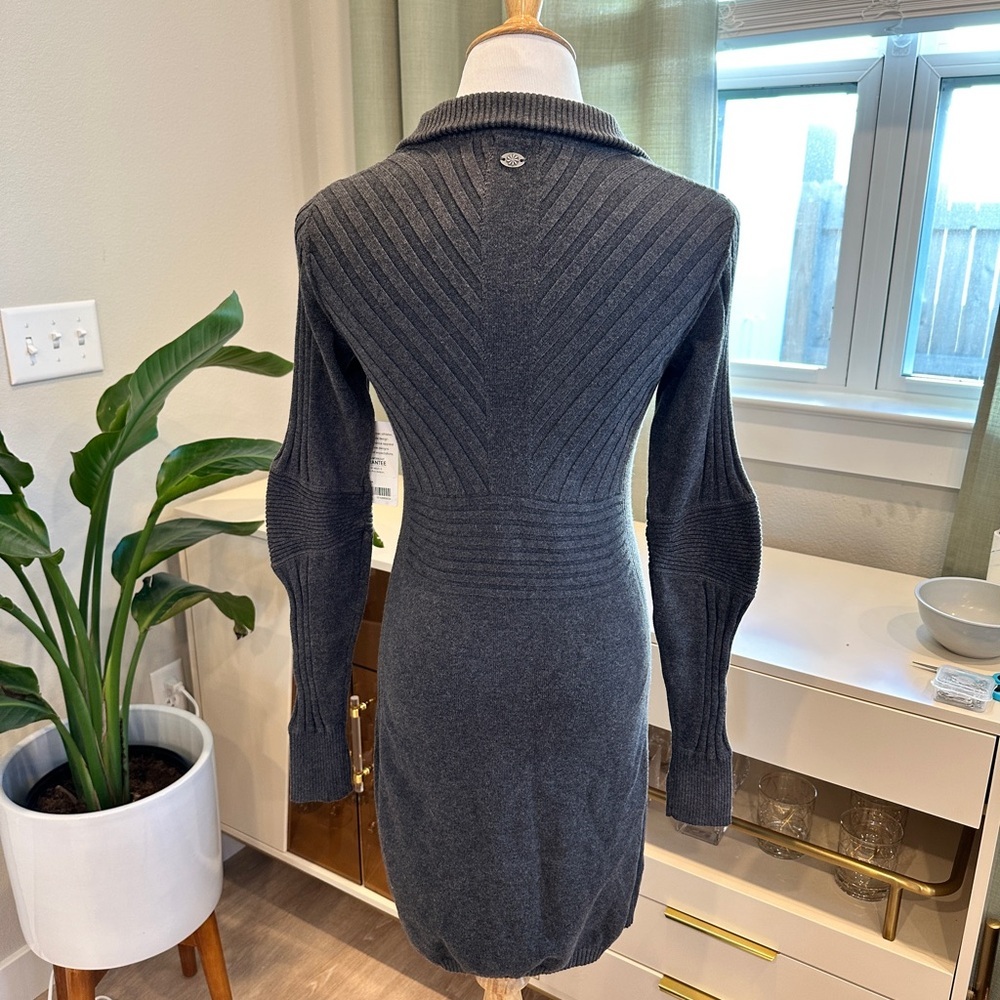 NWT Athleta Charcoal Zip-Neck Ribbed Mini Dress - Picture 8 of 10